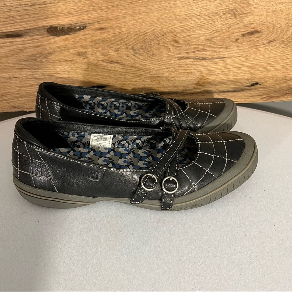 Merrell Zodiac Black Mary Jane Round Toe Slip Straps Flats Black Size 8.5